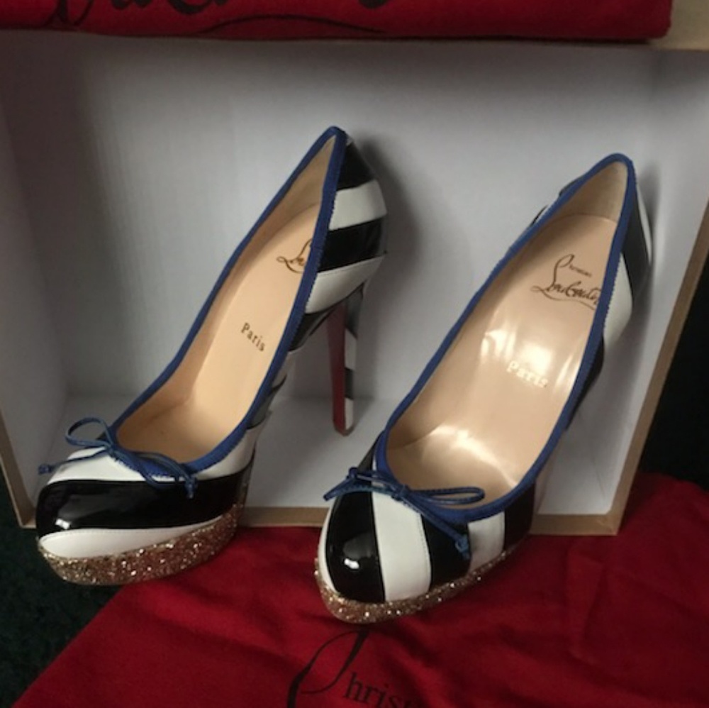 Christian Louboutin Foraine Striped Glitter Pumps